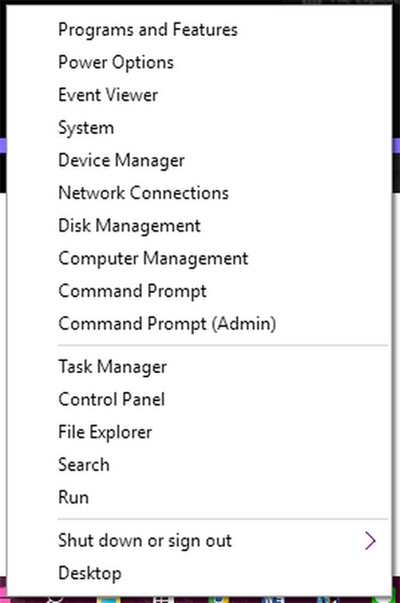 desktop options windows 10