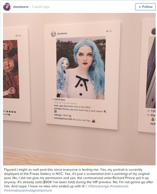 Famous Artist Richard Prince steals your Instagram photos and sells them for $90K